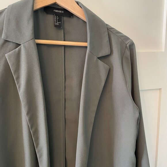 Forever 21 Olive Green Women's Long Blazer Size Small - Picture 2 of 7